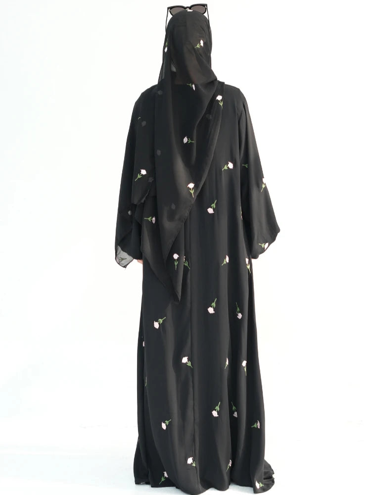 Black Muslim Kaftan Abaya Damen Dubai Arabic Embroidery Dresses Prayer Clothes Women Marocain Robe Femme Musulmane Vestidos New