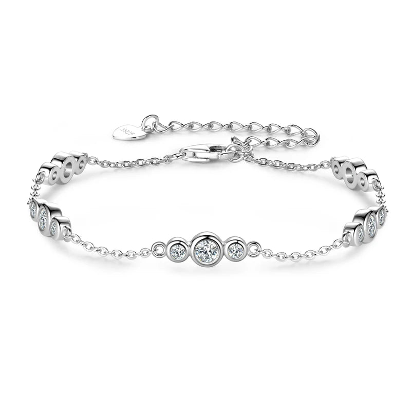 Anizw 2024 New 18k Gold Plated Bracelet 925 Silver Chain 2mm D Color Bezel Moissanite Bracelets Fashion Women's Jewelry Gifts
