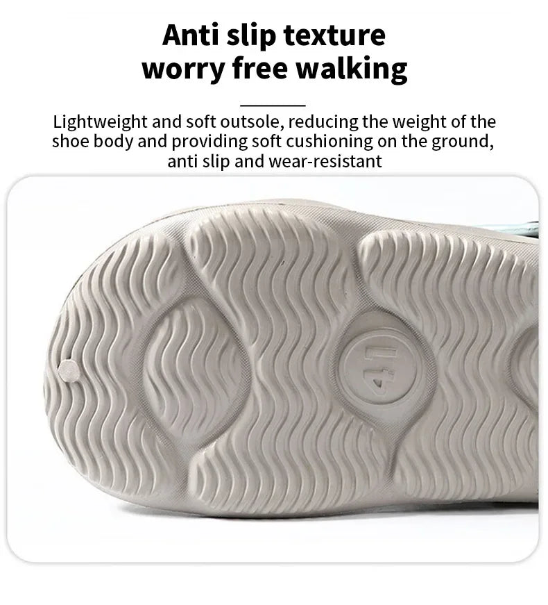 Summer Men's Fashion Beach Sandals Clogs Thick Sole Slipper Waterproof Anti-Slip Sandals Flip Flops Non-slip Soft EVA Hole Shoes