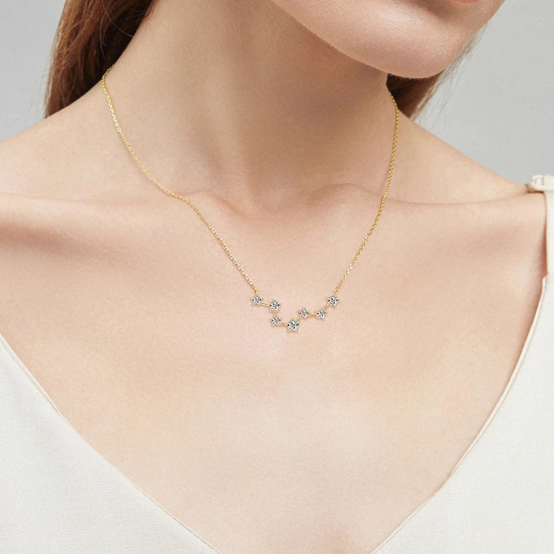 Lnngy Moissanite Necklace Sparkling 925 Sterling Silver Big Dipper Pendant Necklaces for Women Girls Birthday Jewelry Gifts