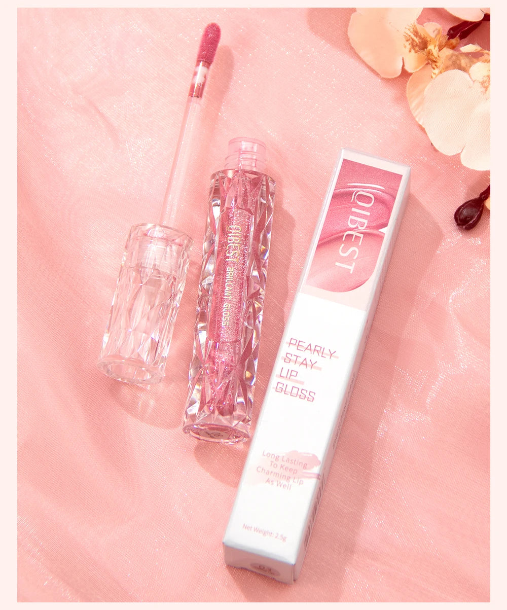 QIBEST Shimmer Lip Gloss Diamond Glitter Lip Tint Waterproof Long Lasting Matte Liquid Lipstick Red Purple Lipgloss Women Makeup