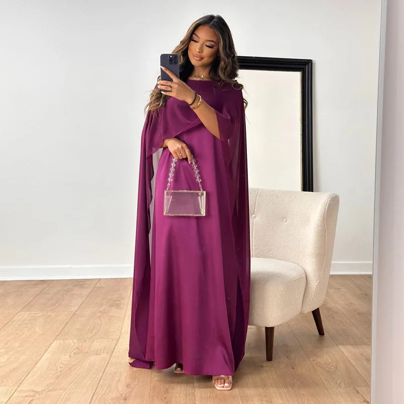 Women Dress Long Dresses Solid Round Neck Full Sleeve Casual Regular Loose Fit Elegant Splice High Waist Vestidos