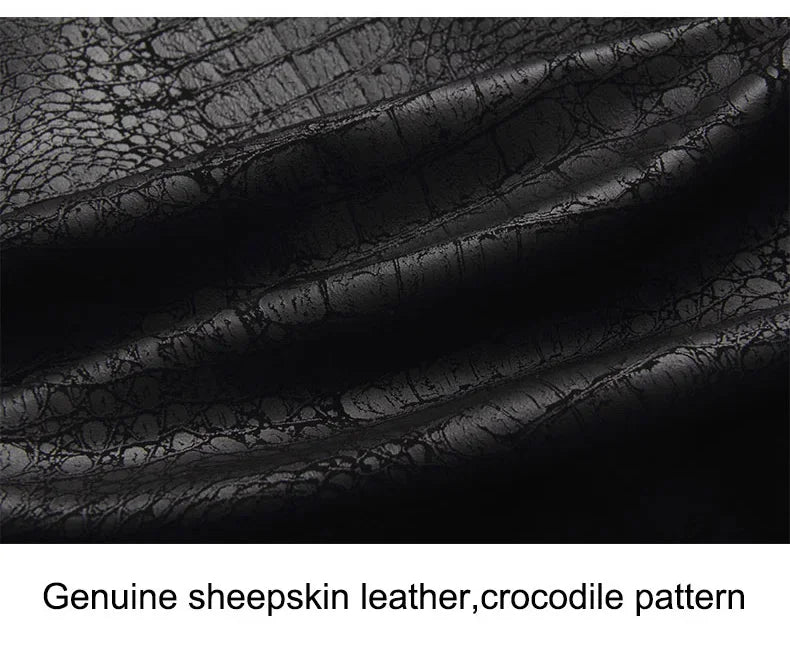Brand leather jackets formen Genuine Sheepskin coats Crocodile pattern Dusen Klein Fashion leather men coat and jacket J1718