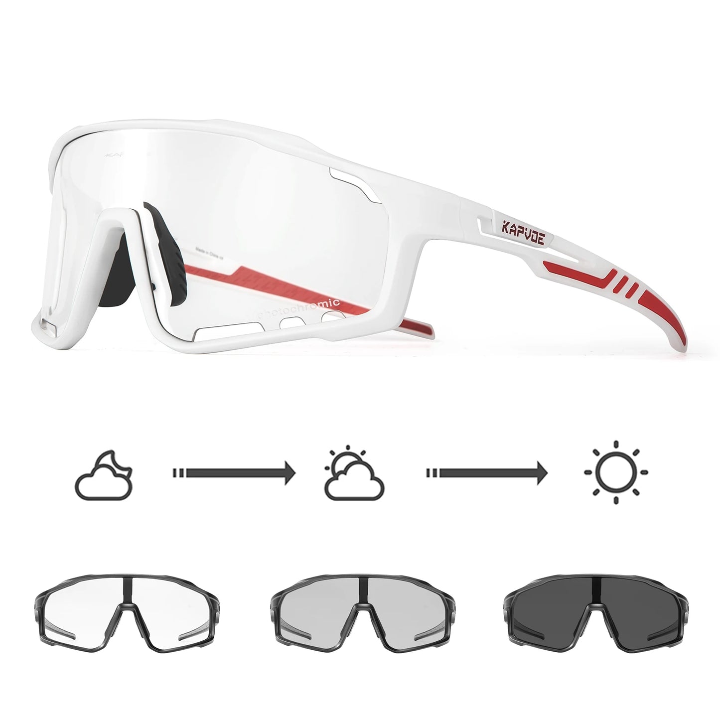 Kapvoe Outdoor Photochromic Sunglasses Anti-fog Cycling Glasses Bike Bicycle Men Women Sports Hiking MTB UV400 Anti-fog Goggles