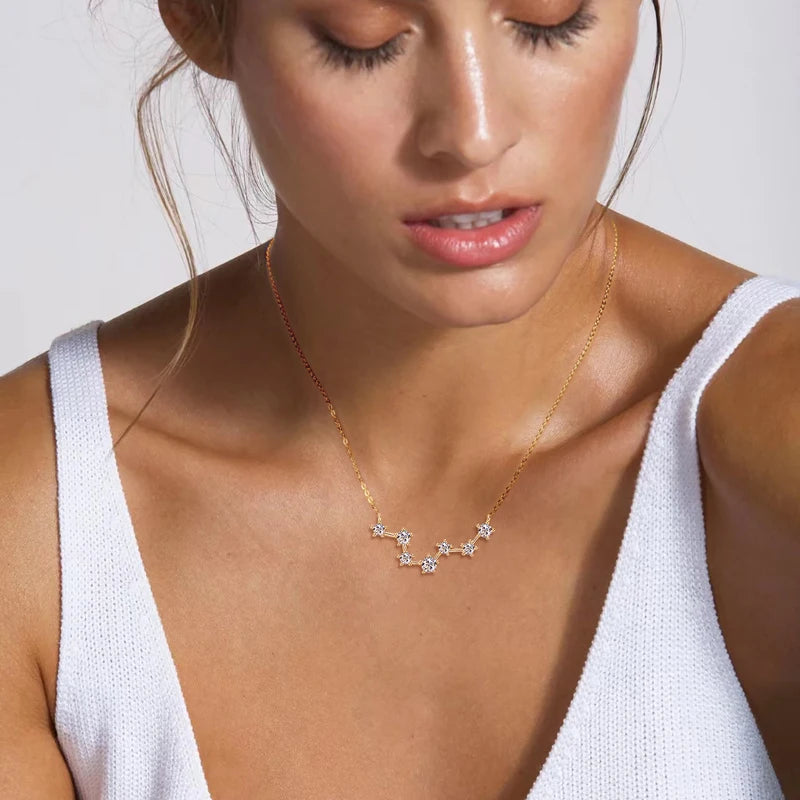 Lnngy Moissanite Necklace Sparkling 925 Sterling Silver Big Dipper Pendant Necklaces for Women Girls Birthday Jewelry Gifts