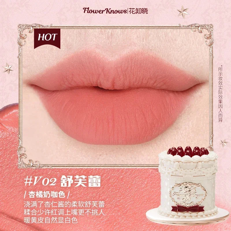 Flowerknows Strawberry Cupid Lipstick Cake Matte Velvet Lipgloss Lip Mud Makeup Korean Flower Know Lip Cream For Girls&Women