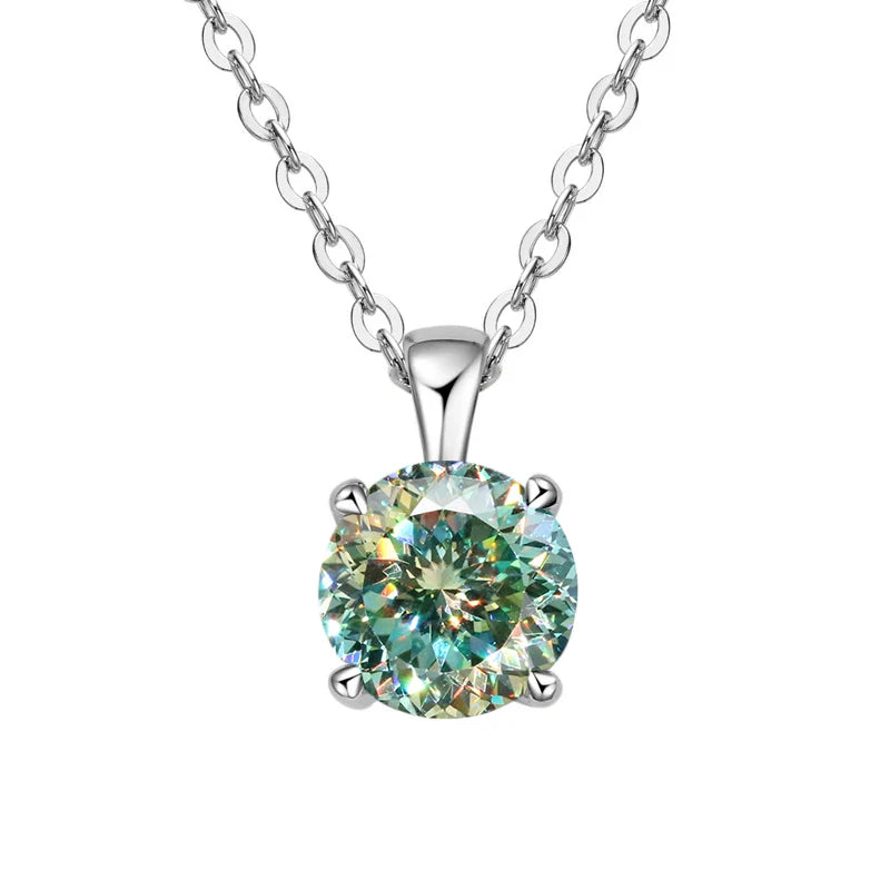 JoyceJelly Classic Four Prong 1ct Moissanite Necklace Women's 925 Sterling Silver Plated 18k Gold Pendant Luxury Fine Jewelry