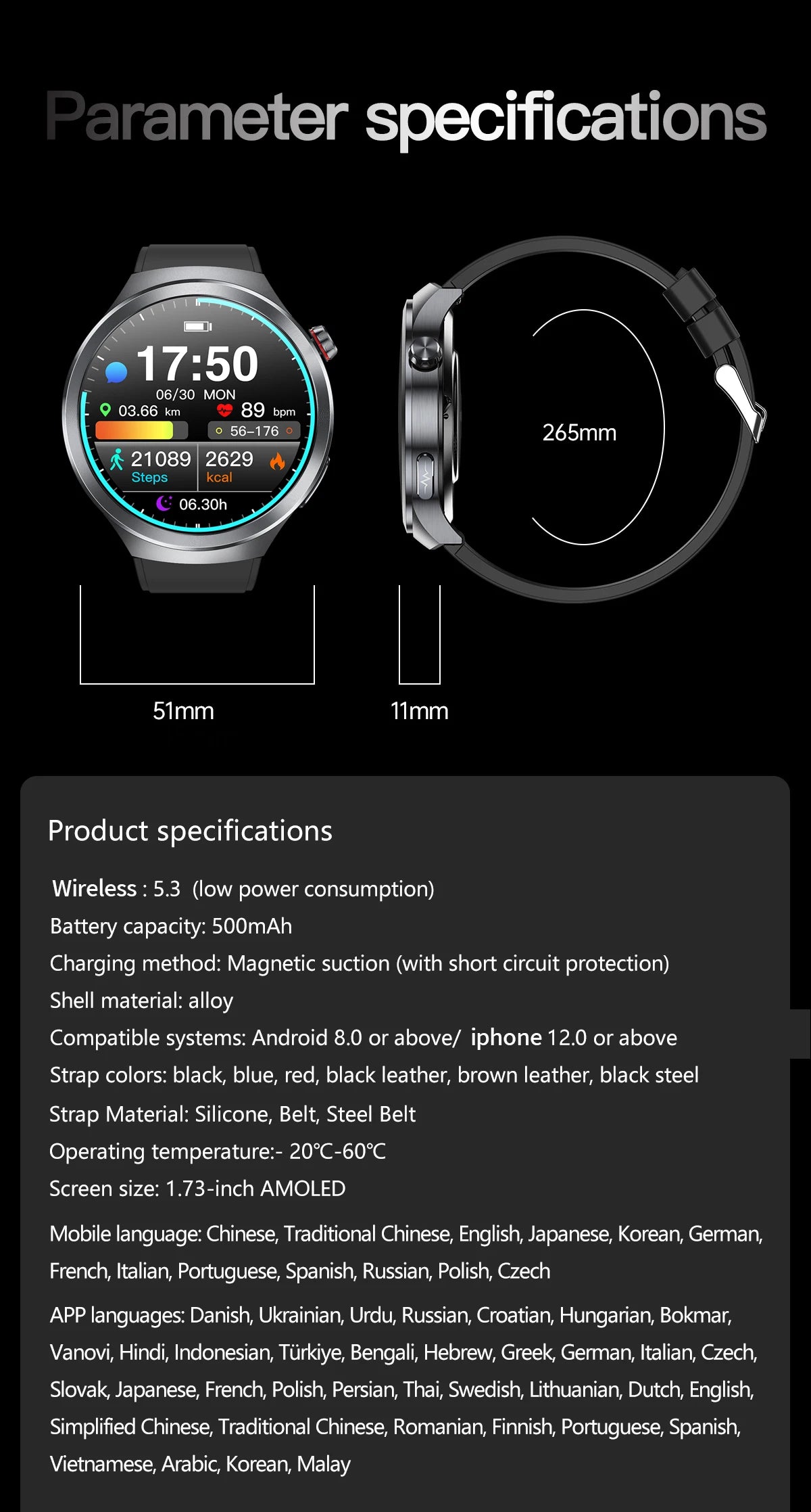 LIGE 2025 ECG Smart Watch Men 1.73” AMOLED Screen Emotional Detection Fatigue Monitoring Watches NFC Access Control Smartwatch