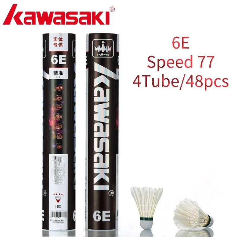 Kawasaki Badminton Shuttlecock for Clubs & Training Racquet Sport 6E/8E/10E Badminton Feather Shuttlecock Durable Badminton Ball