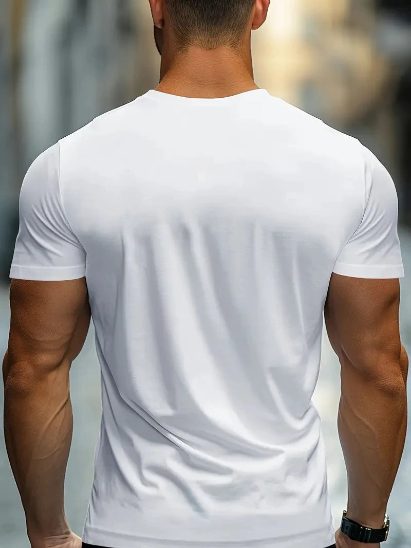 Men's 100% Cotton Casual Letter Printed Short Sleeve T-Shirt