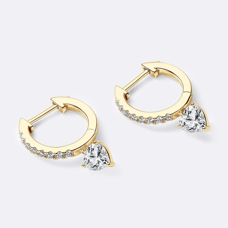 Lnngy 5x5mm Heart Cut Pendant Moissanite Earring 925 Sterling Silver Dangle Earrings For Women Lovers' 2024 Trending Jewelry
