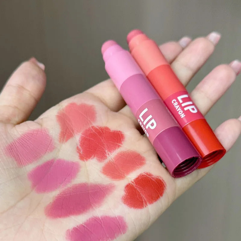 Mini Lipstick Set Matte 4 Colors Lipstick Combination 4 Sections Velvet Grapefruit Red Lip Pigment Non-stick Cup Lip Gloss kit