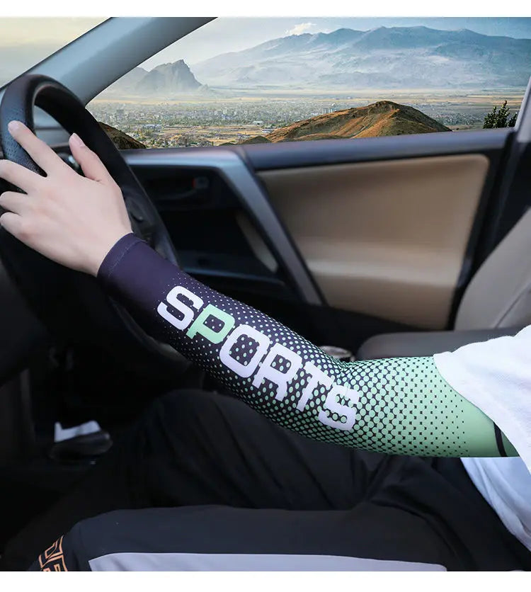 Summer Running Arm Sleeve Ice Silk Cooling Sunscreen Cuff UV Sun Protection Sleeve Anti-Slip Men Women Long Gloves Outdoor Sport
