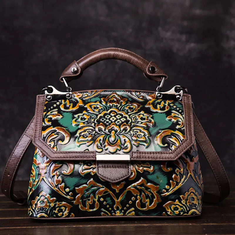 MOTAORA Womens Genuine Leather Luxury Handbag Handmade Embossed Vintage Shoulder Crossbody Bag New Arrival
