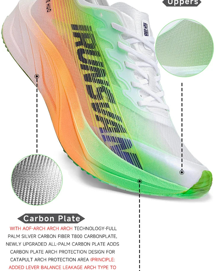 IRUNSVAN HEAT 2.0 Carbon Plate Sneakers Marathon Racing Professional Running Shoes Men Athletic Training Sport Shoes