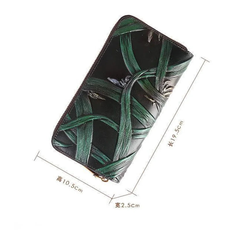 MOTAORA Women's Wallet 2025 New Vintage Handmade Embossed Genuine Leather Card Wallets Holder For Women Cowhide Long Purses Bag