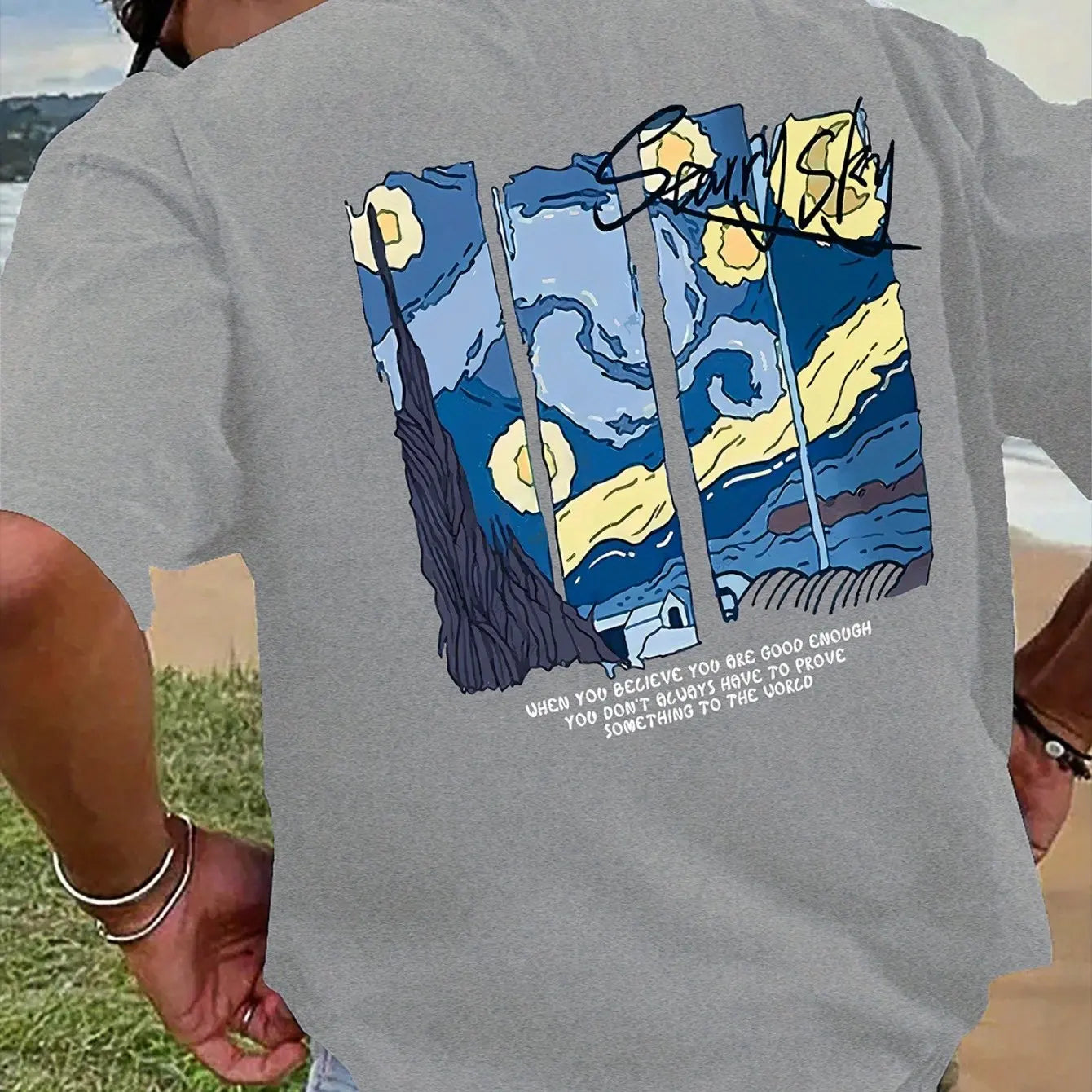 Men’s Summer 100% Cotton Casual T-Shirt Oil Painting Print | Loose Fit | Breathable Comfort