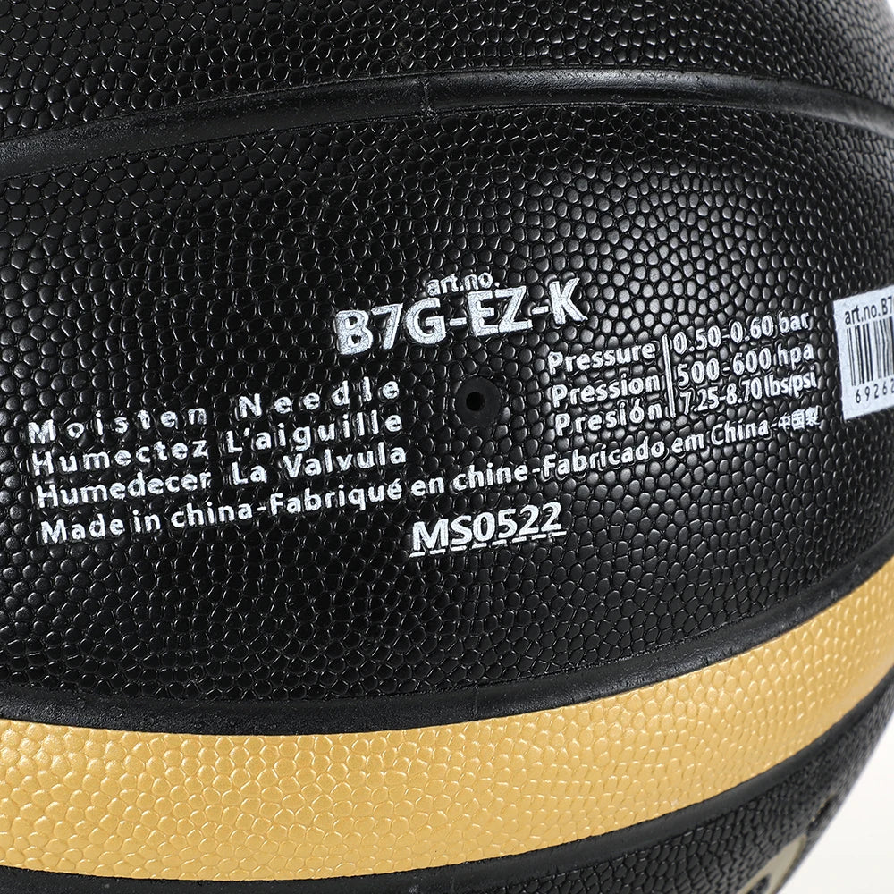 Molten Size 5 6 7 Basketball EZ-K Black Gold PU Outdoor Indoor Balls Women Youth Man Match Training Basketalls