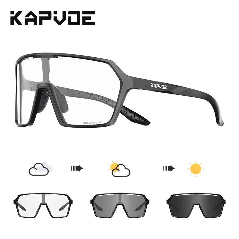Kapvoe Photochromic Cycling Glasses Baseball Sunglasses UV400 MTB Mountain Bike Transition Bicycle for Women Sports Eyewear