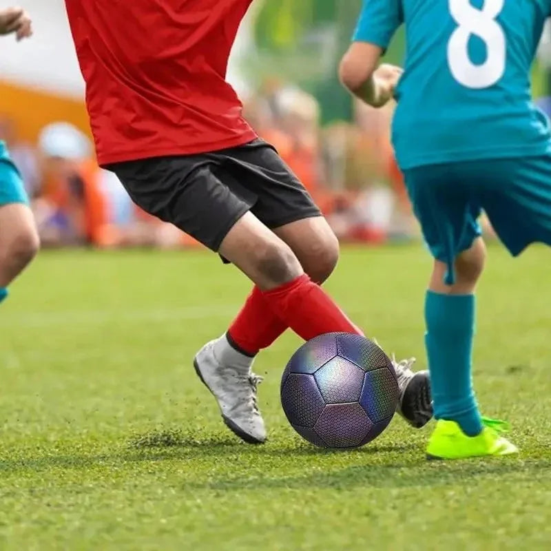 Soccer Reflective Football Luminous Ball Night Outdoor Sports Glowing Standard Soccer Size 5 4 for Boys, Kids Training Football