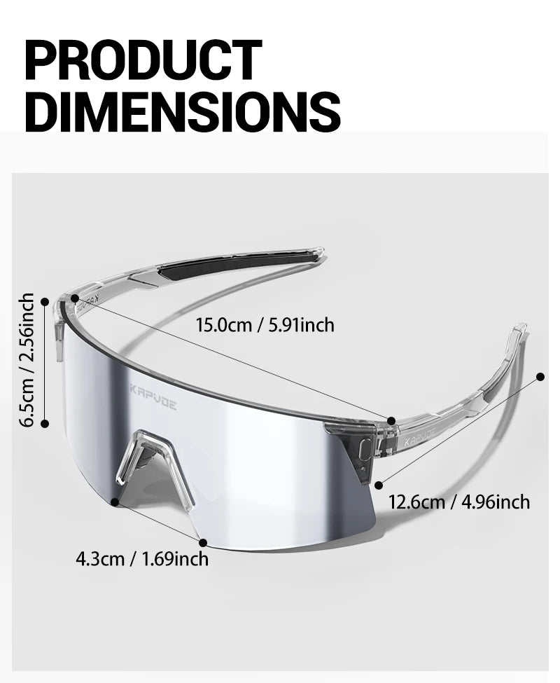 Kapvoe Photochromic Men Bike Cycling Sunglasses Women Glasses Bicycle Sports Running Glasses Outdoor UV400 New Road Goggles