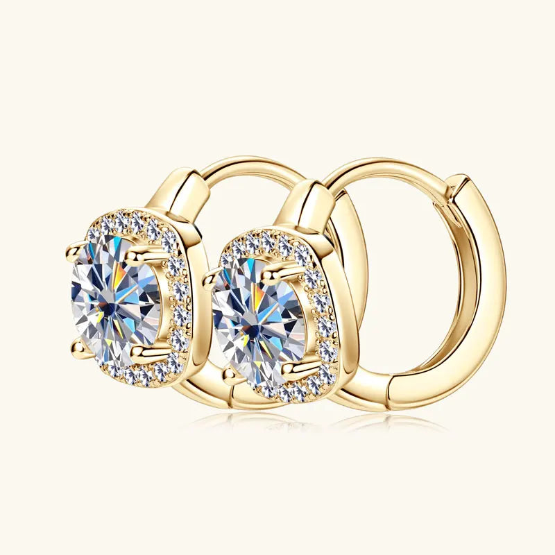 Lnngy 6.5mm Moissanite Earring With GRA Certificate 100% Real 925 Sterling Silver Hoop Earrings For Women Sparkling Jewelry Gift