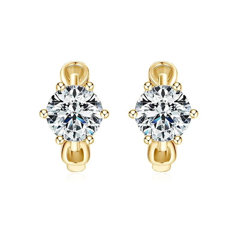 Lnngy Shining1CT Round Moissanite Hoop Earrings With Certificate 925 Sterling Silver Six Claw Earring 2025 Jewelry New Arrivals