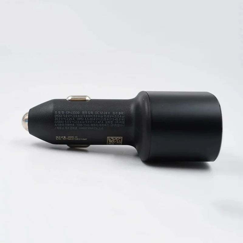 60W Samsung Dual Car Charger with Fast Charging 45W Usb C PD Auto Chargeur for S25 Ultra S25+ S24 Ultra S23 FE S22 A55 A15 A54