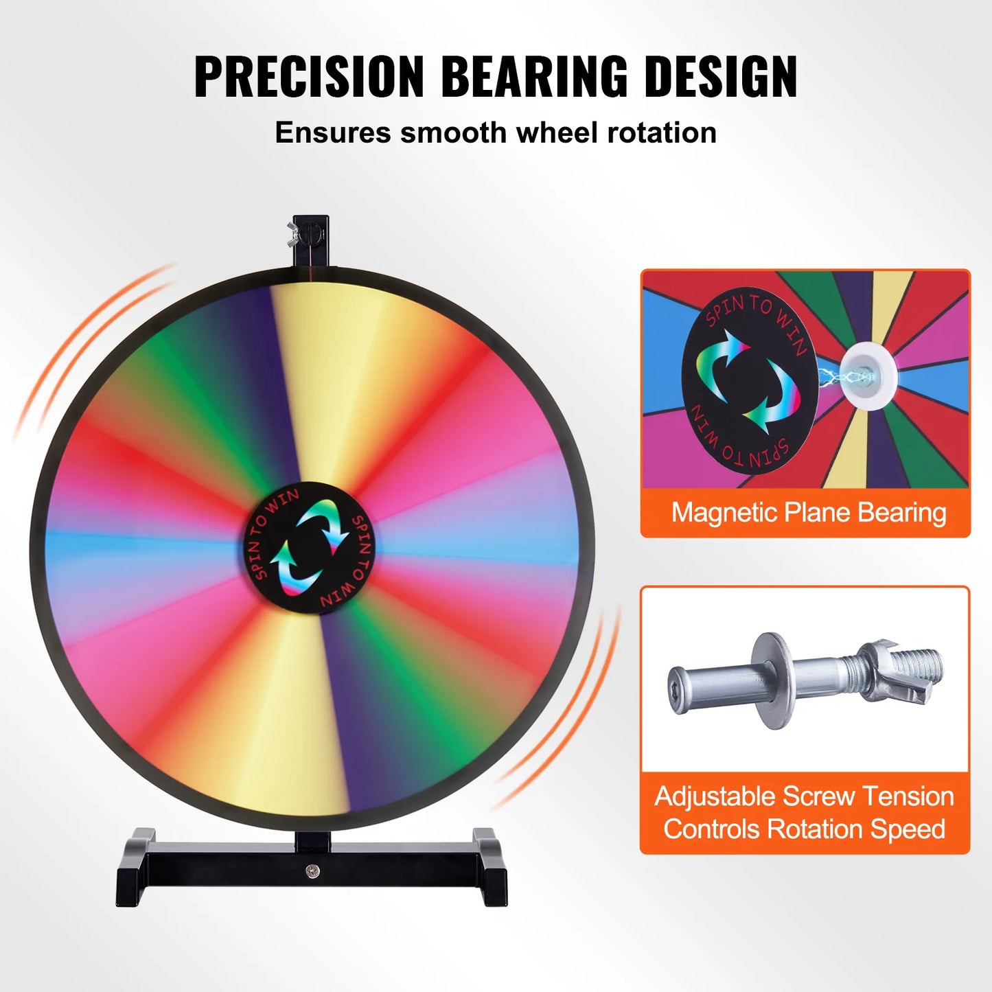 SucceBuy 18/24/36 inch Spinning Prize Wheel 14 Slots Spinning Wheel Tabletop Floor Standing Win Fortune Spin Games in Party Pub