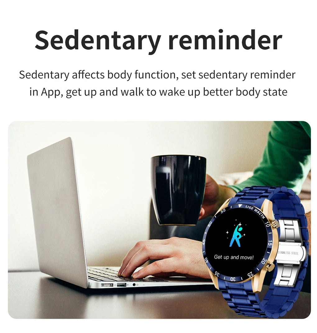 LIGE Original Smart Watch Men 1.39” HD Screen Bluetooth Call Men's Bracelet Heart Rate Blood Pressure Monitor Sports Smartwatch
