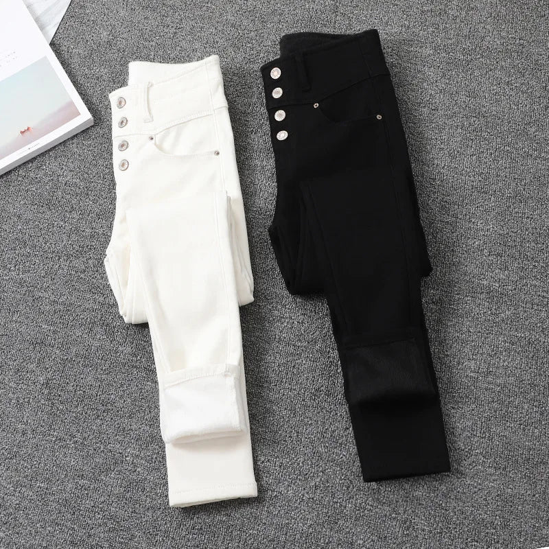 High Waist Pencil Jeans Women's Casual Skinny White Denim Pants New Korean Big Size 34 Stretch Vaqueros Leggings Kot Pantolon