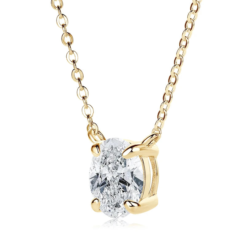 Lnngy 2024 Trend Oval Cut Moissanite Necklace For Women 925 Sterling Silver Pendant Necklace Exquisite Anniversary Brithday Gift