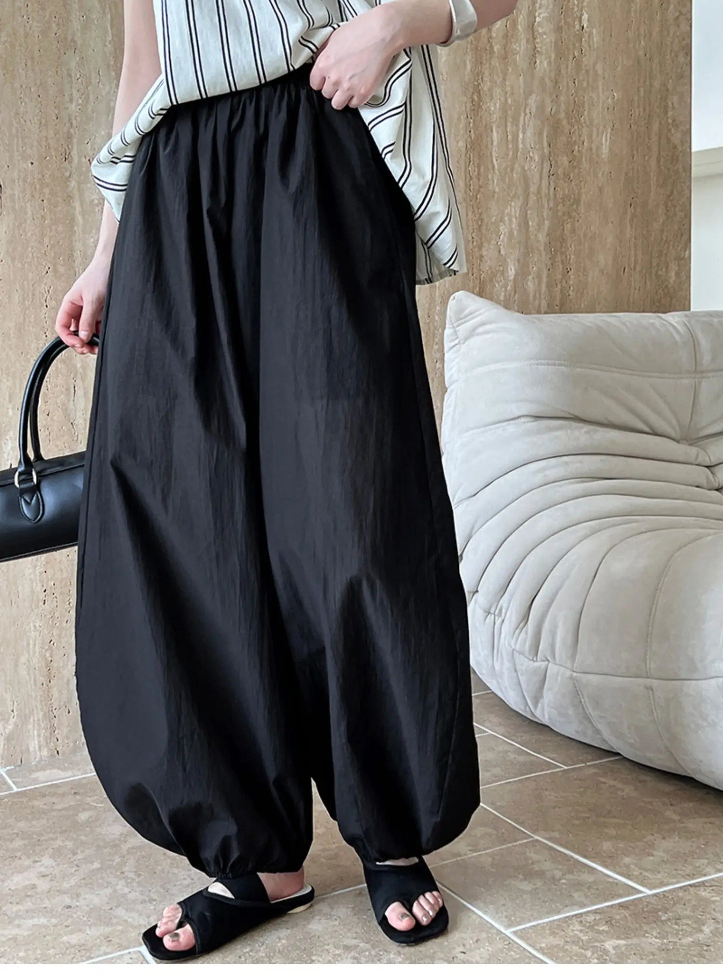 Oversized Bloomers 2025 New Summer Elegant Fashion Women Lantern Pants Casual Loose Breathable Cotton Wide Leg Pants
