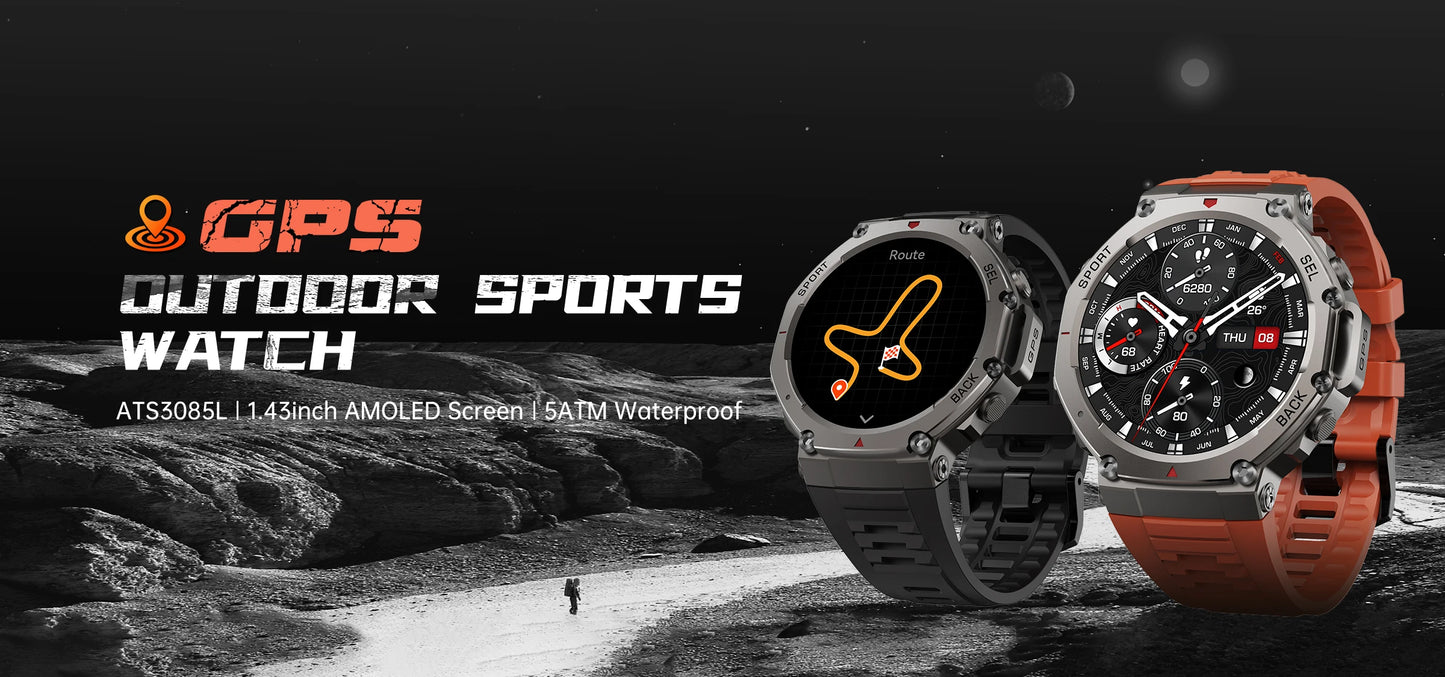LIGE Fashion Smart Watch Bulit-in GPS Compass Altimeter Barometric 5ATM Waterproof AMOLED Screen Bluetooth Call Sport Smartwatch