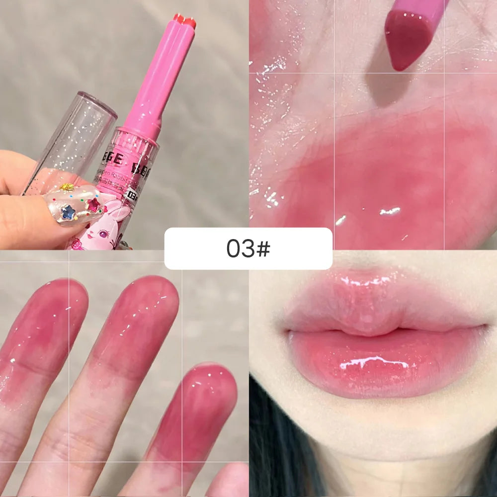 Gege Bear Garden Pink Rabbit Solid Lip Gloss Moisturizing Watery Colored Lip Balm Long-lasting and Tender Lip Balm