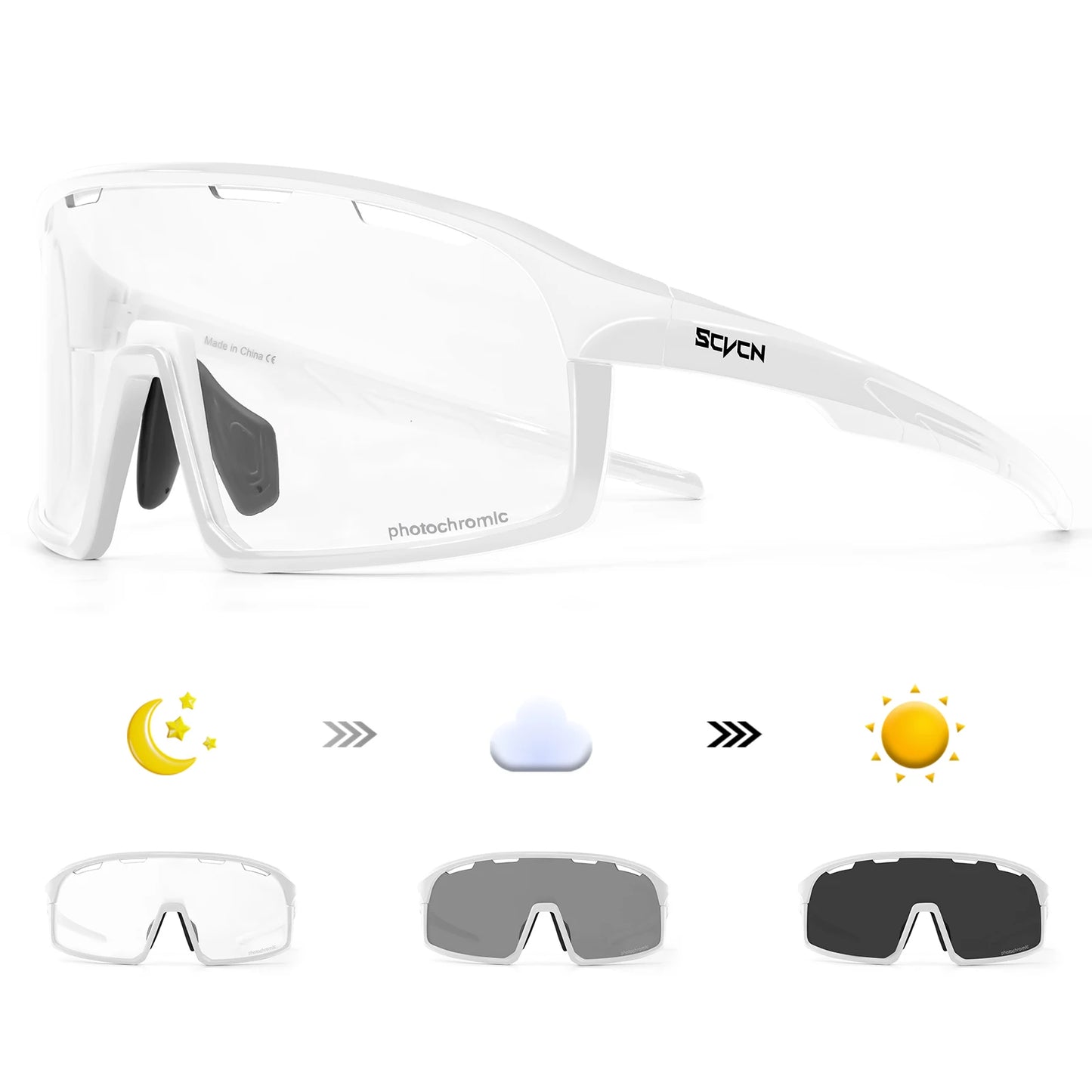 SCVCN New Photochromic Glasses Cycling Sunglasses Men Outdoor Sports Glasses Women Driving Bicycle Eyewear UV400 Hiking Goggles