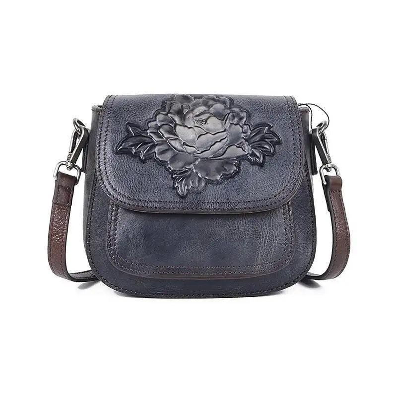 MOTAORA Women Shoulder Bag Luxury Retro Saddle Bags For Ladies Genuine Leather Messenger Bags Female Handmade Embossed Women Bag