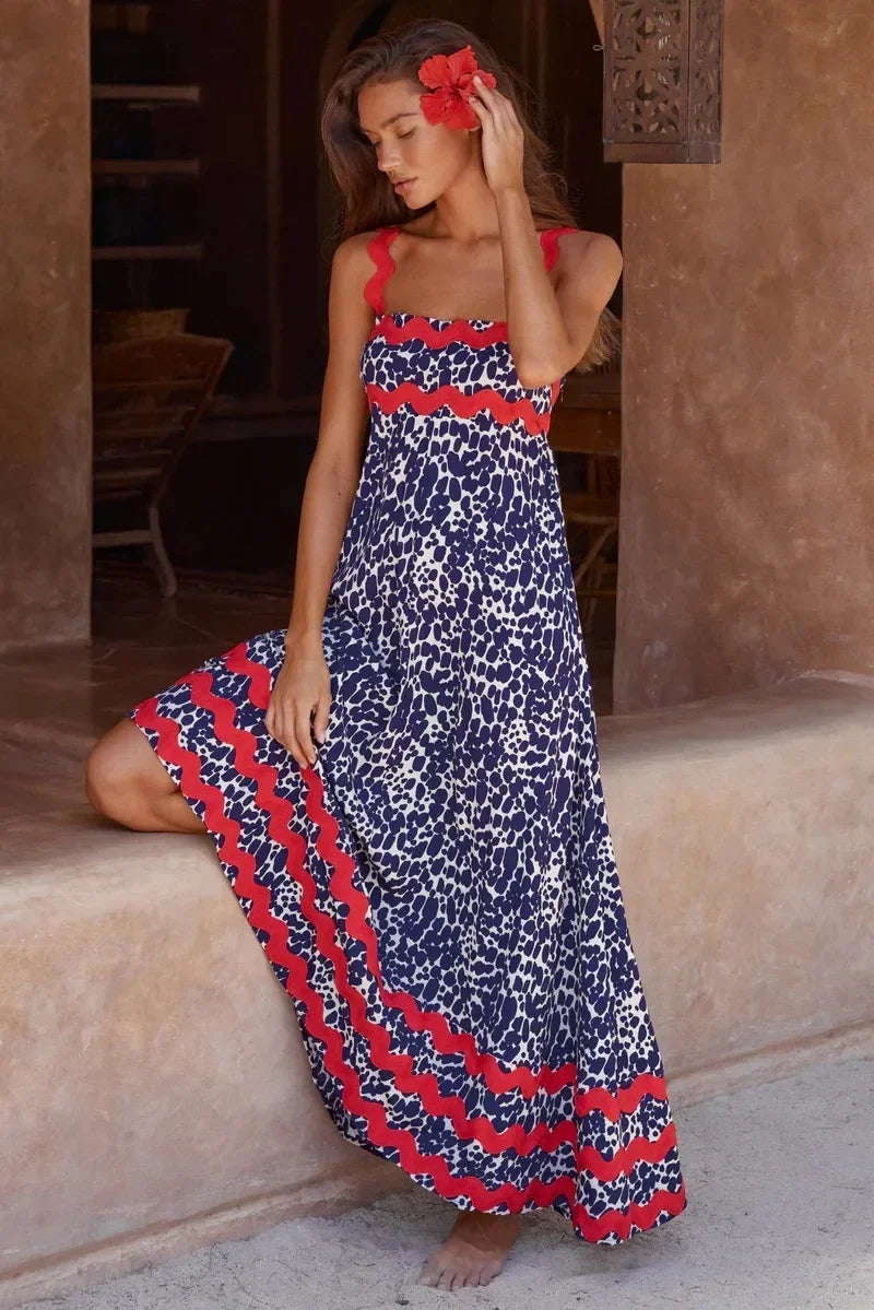 EuroWave Eleganza Dress – Summer 2025 A-Line Printed Maxi