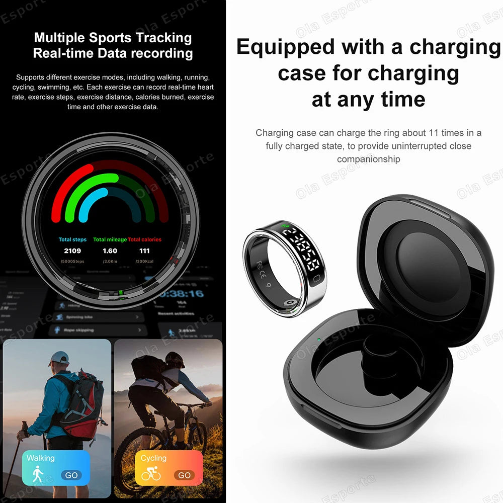 New R11 For xiaomi Smart Ring Men Women LED Display Screen Heart Rate Blood Oxygen Monitor Waterproof Multi Sports Modes rings