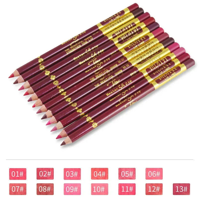 YALAIYI 13-Color Lip Liner Pencil Waterproof Colorfast Easy for Beginners Foggy Matte Long-Lasting Lip Makeup Pen