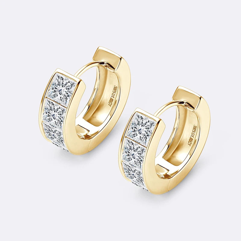 Lnngy 3.2CTTW Princess Cut Moissanite Earring for Women Certified 925 Sterling Silver Hoop Earrings Fashion Versatile Jewelry