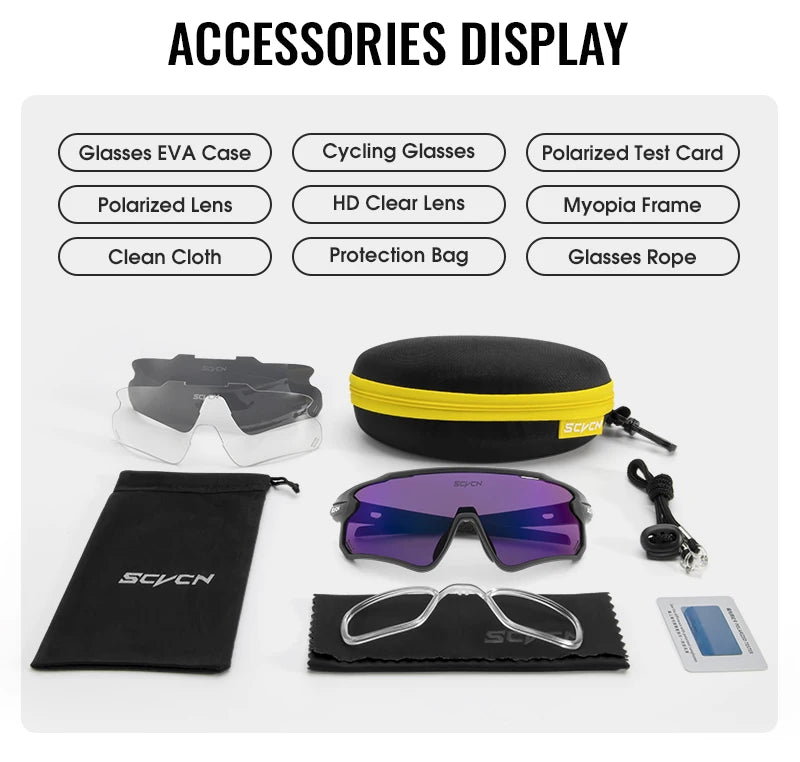 SCVCN Photochromic Sunglasses Bicycle Cycling Glasses MTB Driving Running UV400 Polarized Fishing Goggles Man Woman Bike Eyewear