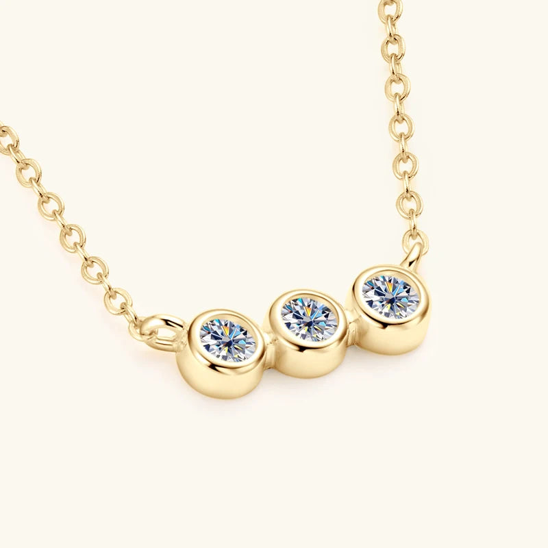 IOGOU 3mm Moissanite Jewelry Sets Real 925 Silver for Women 3 Stones Pendant Necklace Stud Earrings Set Valentine's Day Gifts