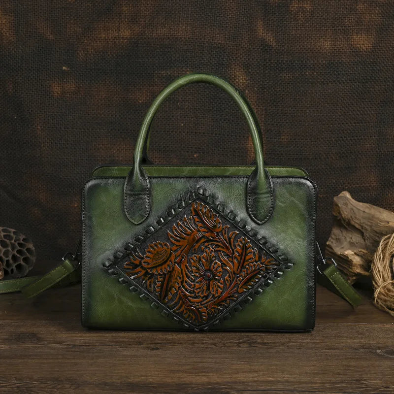 MOTAORA 2025 Vintage Leather Handbag Women Anti-Theft Shoulder Bag with Embossed Pattern, Mother's Day Gift Purse for Daily Use