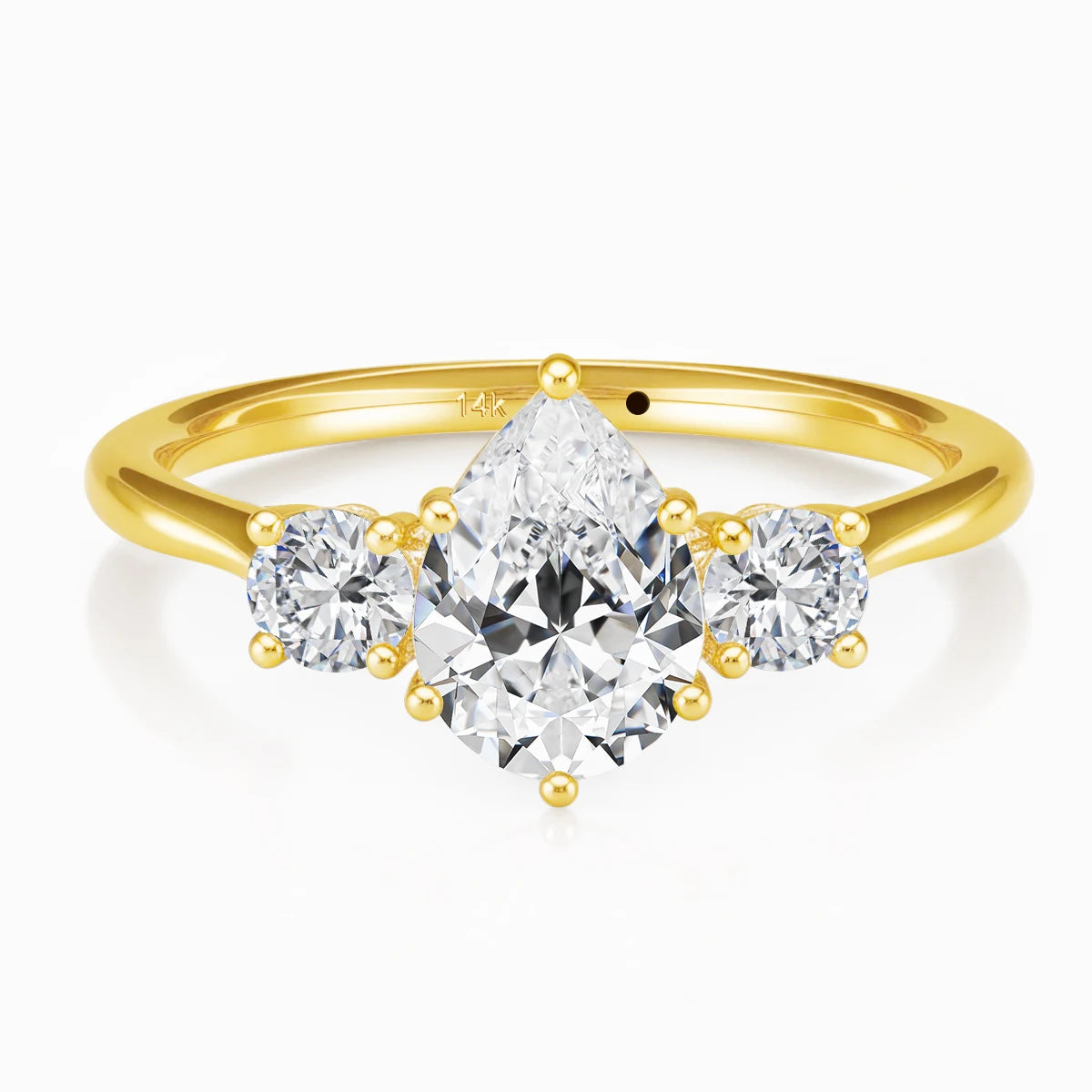 14k Gold Full Moissanite Diamond Ring for Women Teardrop Shape D VVS1 Bright Cut Genuine Au585 for Wedding Engagement Party Gift