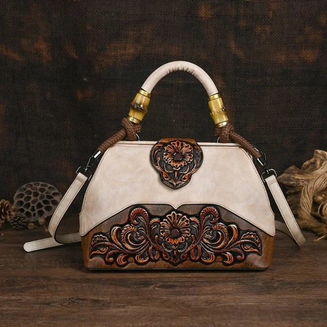 MOTAORA Handmade Luxury Handbags For Women Leather Shoulder Bags 2025 New Vintage Carved Ladies Hand Bags Designer Luxury Bag