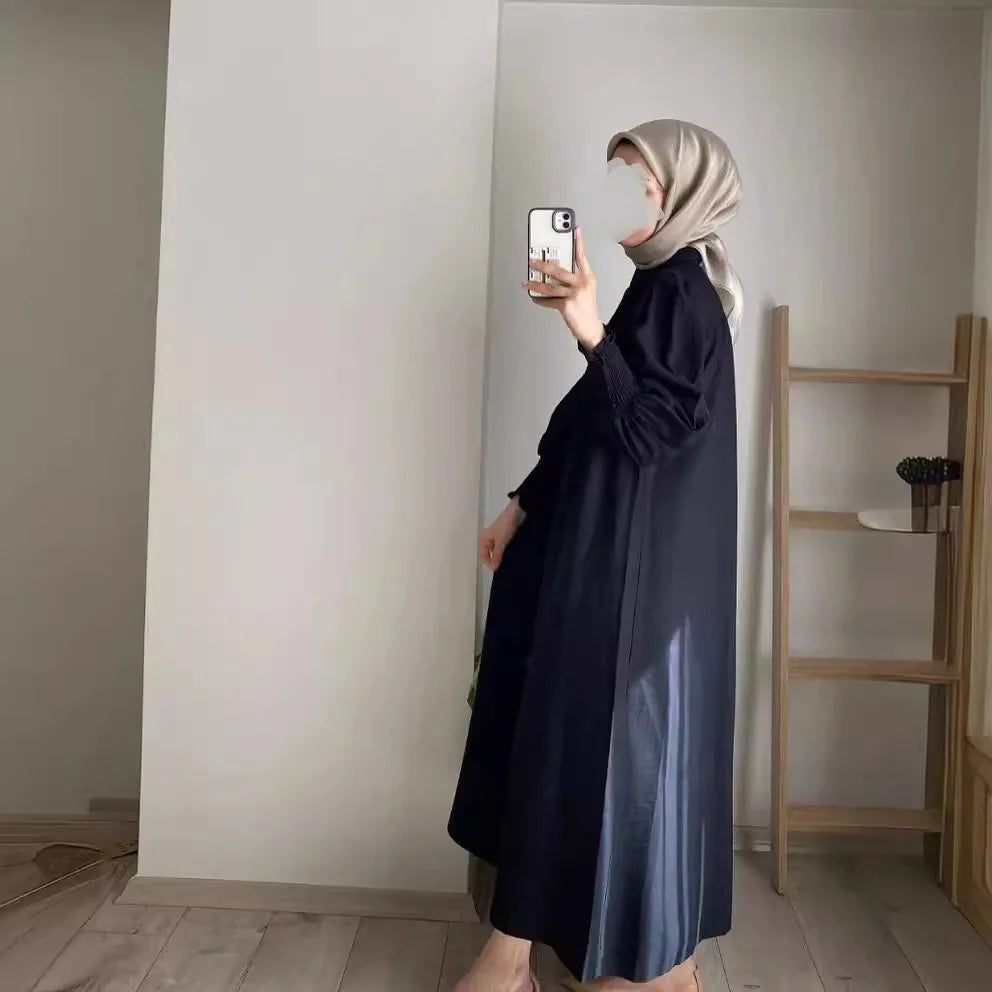 Abayas for Women Dubai Dresses Single Breasted Lace Up Jalabiya Arab Long Robe Ramadan Morocco Eid Muslim Kaftan Islam Vestidos