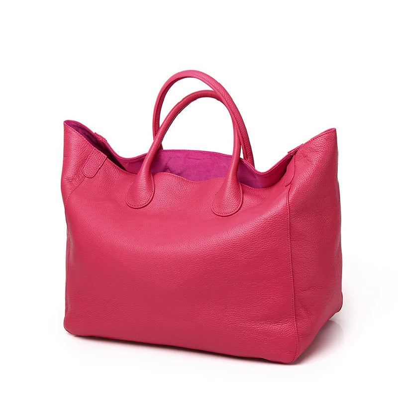Casual Huge Black Brown Yellow Red Khaki Blue Top Grain Genuine Leather A4 Women Handbag Female Tote Shoulder Shopping Bag M9940