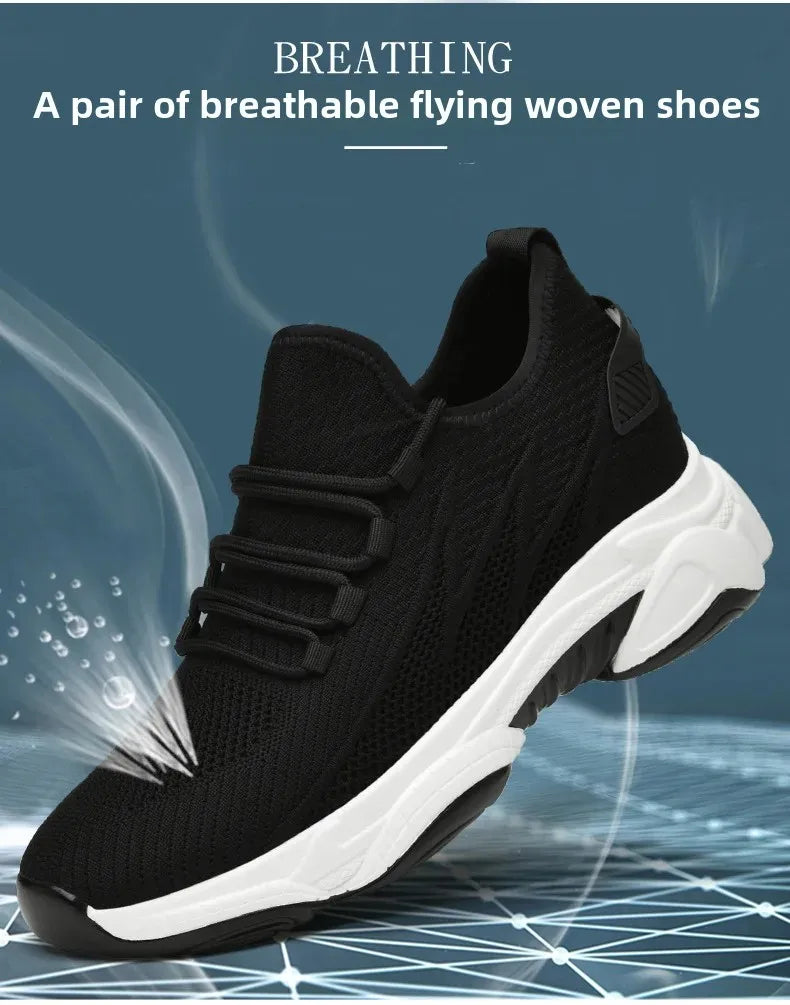 Invisible Heightening 8CM Men's Running Shoes Low Heel Soft Bottom Casual Sports Shoes Breathable Mesh Inner Lining EVA Insole