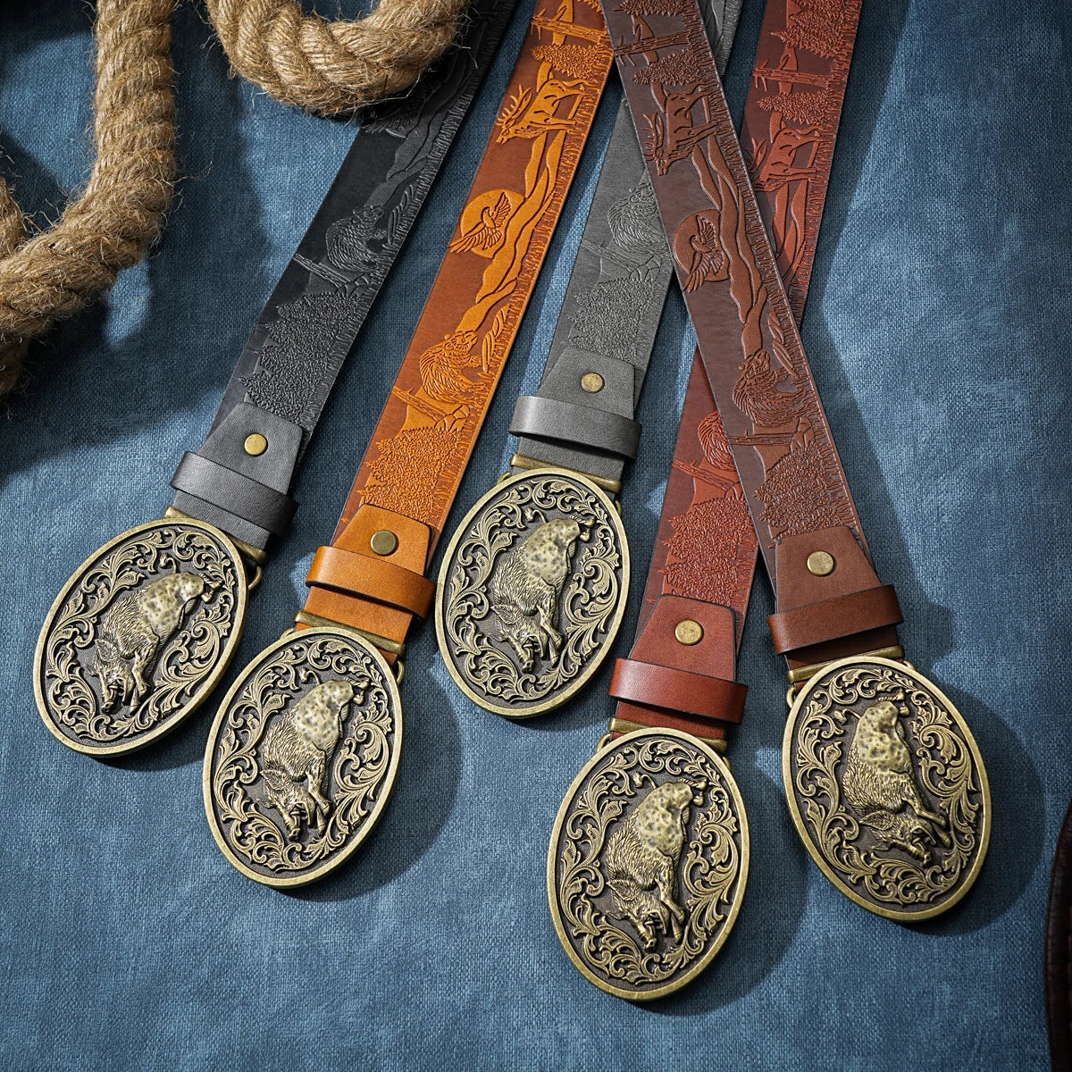 A casual, individual and retro belt, Western-style clothing accessory, metal buckle, PU belt, suitable for both men and women